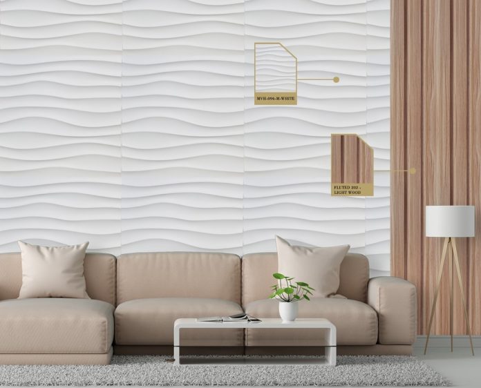 Aplikasi WPC MEVVAH JBS Perkasa-1 Produk Mevvah WPC Wall Panel dengan desain fluted panel elegan untuk dinding rumah modern
