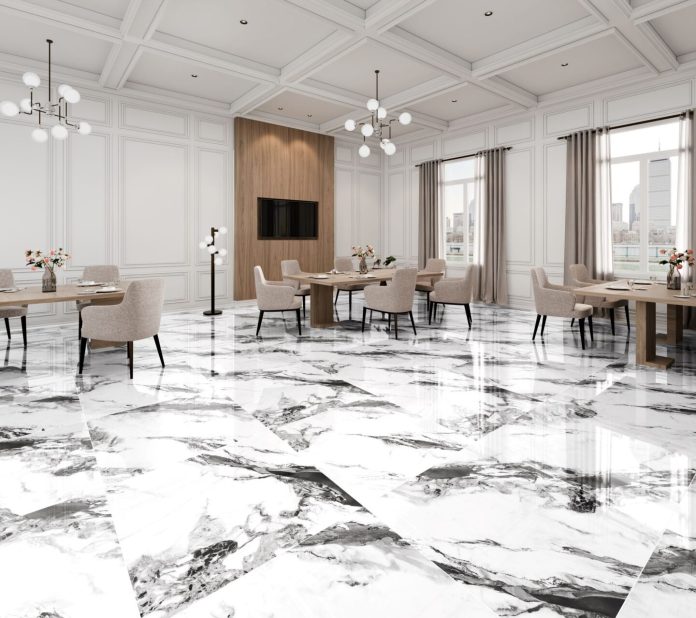 Roman dDiamante material lantai ukuran besar Pengaplikasian Roman dDiamante material lantai ukuran besar di area publik