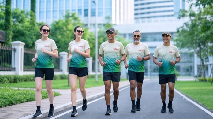 tim Sharp sedang berlari bersama menyongsong gelar Run for the Future