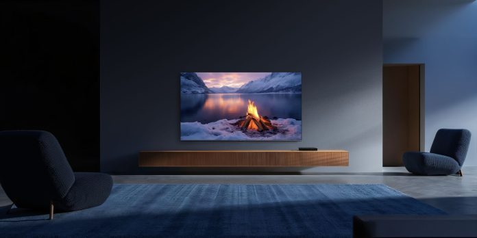 Tampilan TV S Mini LED Xiaomi di dalam ruangan.