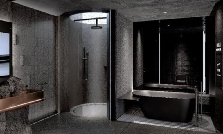 Desain kamar mandi tema The Nightfall Suite Christin Castillo dan Dion Wiyoko